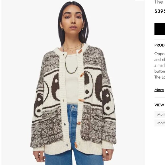 MOTHER The Long Drop Cardigan “The Good And The Bad” Yin Yang Sweater Oversized - Picture 5 of 15